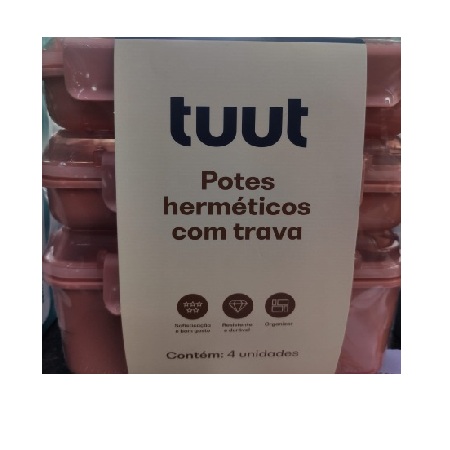 Conj Pote Hermetico Tuut c/trava 4 Peças